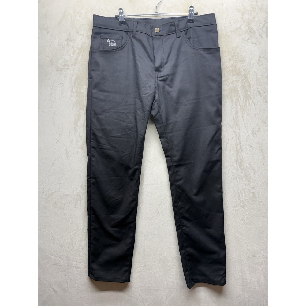 Blue Delta Pants Men's 34x30 Black Solid Flat Front Casual Slash Performance